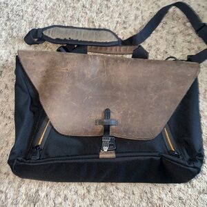 Brown and Black Men's Messenger Bag